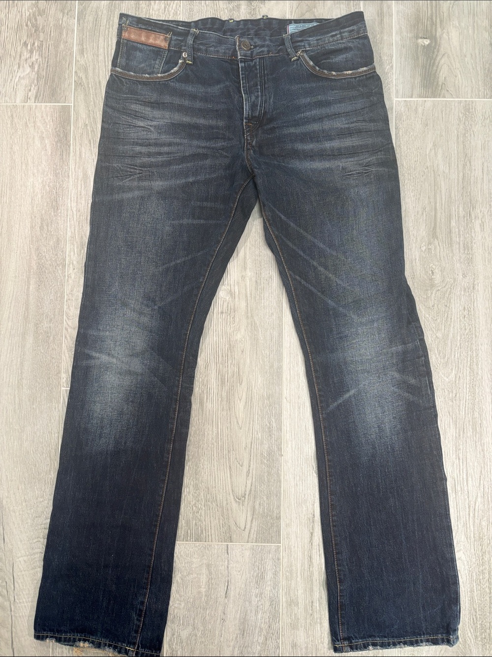 Jack & Jones Rick Leon Distressed Comfort Fit Jeans 34x34 (Tag 34x36) Dark Wash